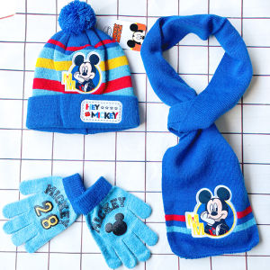 BLOKEES | 3pcs New Childrens Hat Glove Set Baby Boys Girls Knitted Hat Elsa Cartoon Warm Hat Cosplay Toy Christmas Gift for Chridern