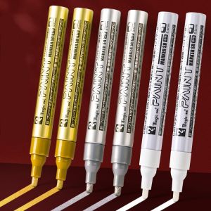 Japan magic ink Paint Marker pen Gold Silver White colours 1.2mm/2.5mm Waterproof Touch Markers for Gundam car Tires touch-up Painting pens