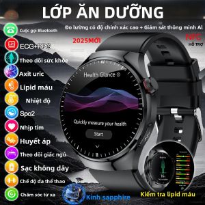 Đồng Hồ Thông Minh Mới 2025 Dành Cho Nam Theo Dõi Sức Khỏe ECG+PPG Nhịp Tim Huyết Áp Axit Uric Mỡ Máu Hệ Điều Hành Android Wear