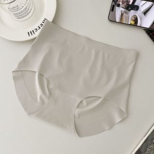 กางเกงชั้นในผ้าไหมน้ำแข็งเอวสูงสำหรับผู้หญิง กางเกงชั้นในไร้ตะเข็บระบายอากาศได้ดี กางเกงขาสั้นเสริมหน้าท้อง แห้งเร็ว ทรงสลิมฟิต กางเกงชั้นในแบบพื้นฐาน