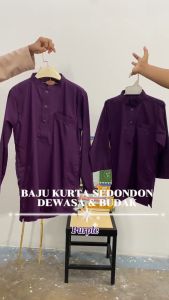 【 Kurta Slim Fit Warna Purple 】 Kurta Budak & Dewasa Sedondon Kain Cotton PREMIUM KURTA RAYA D009K KD