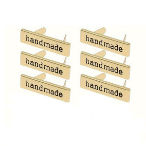 6Pcs/Set 6 Handmade Metal Letter Tags Suitable for DIY Wallets Bags Hats Clothing Sewing Accessories Multifunctional Rectangular Tags DIY Wallet Making Accessories Clothing Modification Hat Decoration Fashion Embellishment Decorative Tags D...