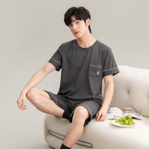 Bộ đồ ngủ nam MiiOW vải cotton tay ngắn quần dài thoáng khí - mùa hè