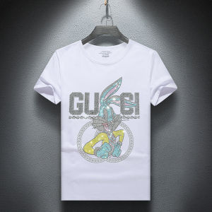 Áo Thun Nam Mùa Hè 2025 Dáng Ôm Tay Ngắn in Họa Tiết Thỏ Thời Trang Thường Ngày Bằng Cotton Polyester