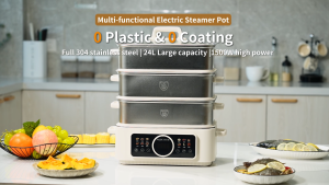 18L/24L Stainless Steel Electric Cooker Multifunctional Electric Steamer Pot with 2/3 layers of Steamers1500W High Power0 Plastic & 0 CoatingStew/Steam/Hot Pot Heating Pot