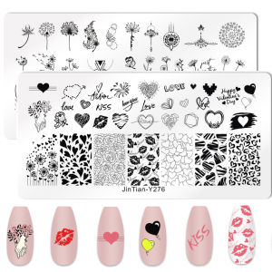 Valentines Day Nail Stamping Plates Rose Flower Love Theme Nail Art Plate Stainless Steel Halloween Nail Design Stencil Tools