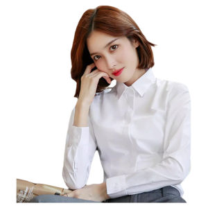 plus Size Fleece Lined White Shirt Womens Top 2024 Autumn Winter New Work Uniform Slim Fit Versatile Workwear Professional Shirt