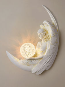 Modern Creamy Angel European Style Wall Lamps Bedroom Stud Room Decoration Lighting Fixtures Living Room Background Wall Art