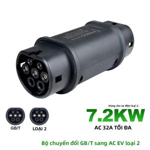 Bộ Chuyển Đổi Sạc Xe Điện 32A 22KW GB/T Sang Type 2 Đầu Nối Ổ Cắm EU Chất Liệu Nhựa ABS Hiệu Suất Cao