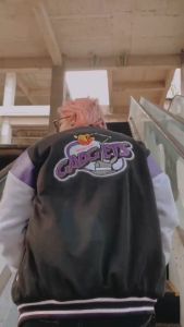 BNY Jaket Varsity Pria Vintage Baseball Keren Motif Raglan Full Bordir Brand Indigo