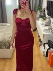Đầm Maxi Bằng Vải Satin Gợi Cảm Có Đường Viền Cổ Áo Được Xếp Nếp Có Đệm Không Tay Xẻ Tà Bên Hông Buộc Dây Hở Lưng Cho Bữa Tiệc Cocktail Buổi Tối Phù Dâu Vũ Hội