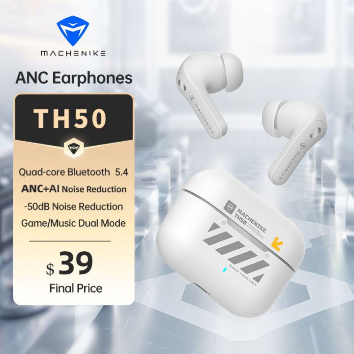Machenike TH50 ANC Noise Reduction Bluetooth 5.4 Wireless Earphones Headphones Gaming TWS In-Ear Earbuds Built-in Microphone IPX5 Waterproof Game Mode Music Mode for IOS/Android