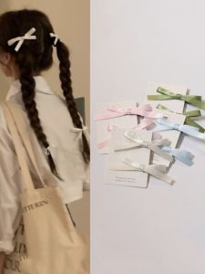 Handmade Colorful Silk Ribbon Butterfly Knot Hair Accessories French Ballet Aesthetic Sweet Photography White Butterfly Knot