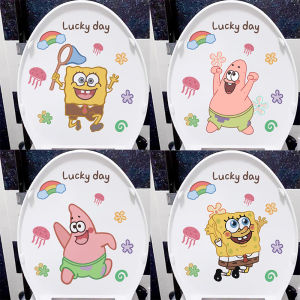 Cartoon Toilet Lid Decal Decorative Creative Bathroom Wall Sticker Waterproof Mold Proof Large Size Universal Cartoon Animation