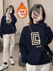 เสื้อสเวตเตอร์คอปกสูงแบบสวมหัวบุขนแกะหนา ทรงหลวม แขนยาว ปกติ ฤดูหนาว 2023 เสื้อผ้าทำงานสไตล์เกาหลี แฟชั่น