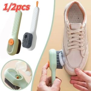 1/2Pcs Multifunction Cleaning Shoe Brush Soft Automatic Liquid Brush with Hook Long Handle Durable Practical for Shoes Clothes