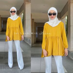 Moa Blouse Rempel Bahan Kaos - Atasan Basic Untuk Busui - Blouse Ruffle Bahan Kaos