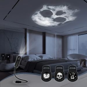 USB Projection Lamp Halloween Decor3/6 Patterns Holiday LightingCeiling Wall Room Bedroom Ambient LightPlug Play USB Powered