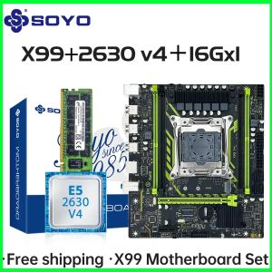 SOYO X99 Motherboard Set With LGA2011-3 Xeon E5 2630 V4 CPU DDR4 16GB (1*16GB)  2133MHz RAM NVME M.2 SATA Computer Accessories