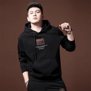 American Style Thickened Hoodie Sweatshirt Mens New 2025 Autumn Winter Fleece Printed Lucky Year Red Thickened Hoodie