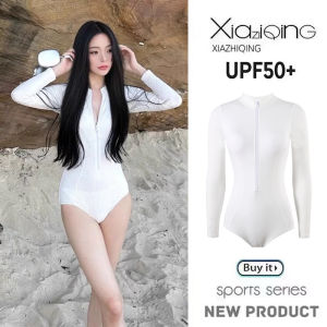 XIAZHIQING | White Slimming Long-Sleeved Sun-Protection Quick-Dry Full-Body Swimwear