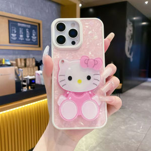 Sanrio | Kawaii Hello Kitty Mirror Stand Phone Case For iPhone 17 16 15 14 13 12 11 Pro Max Plus 17Pro Shockproof Girl Makeup Phone Cover