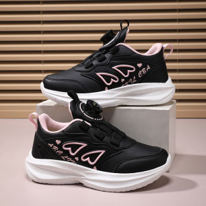 ABC Girls Running Shoes Soft Bottom Leather Face Waterproof Lightweight Spring Autumn Seasonal All-Stage Childrens Footwear