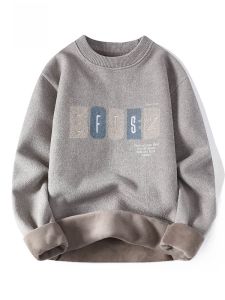 ROMON | Lormen Mens Fleece Lined Sweater Casual Loose Thickened Warm Knitted Shirt Round Neck Long Sleeve Urban Fashion Winter New Arrival