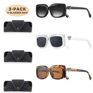 CRIXALIS 3Pcs Trendy Square Anti Glare Sunglasses for Women Retro Vintage Womens Rectangle Shades UV400 zonnebril dames