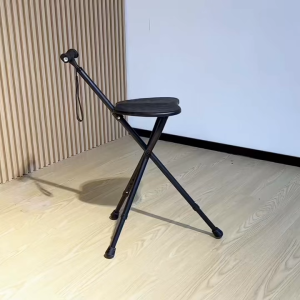 (LOCK STOCK MALAYSIA)Walking Cane with SeatFolding Cane Chair Portable Crutch Chair Adjustable Height Outdoor Rest Stool Lightweight Walking Sticks for Elderly Seniors Women Men