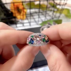 Huitan Multi Colored Cubic Zirconia Women Rings Newly Designed Wedding Engagement Luxury Accessories Fancy Gift Fashion Jewelry