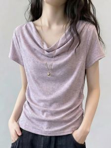 V.C.I | Purple Ruffled Short Sleeve T-Shirt