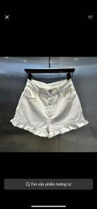 Quần short jean kaki viền bèo tiểu thư Quần Short Jeans Viền Bèo Lưng Cao Cao Cấp