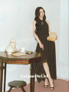 La lune Du ciel | Đầm Spandex Dáng Pháp Cổ Halter Vintage Elegance