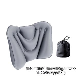 1 Inflatable Waist Cushion Travel Waist Support Portable Inflatable Waist Cushion Travel Pillow Complimentary Storage Bag
