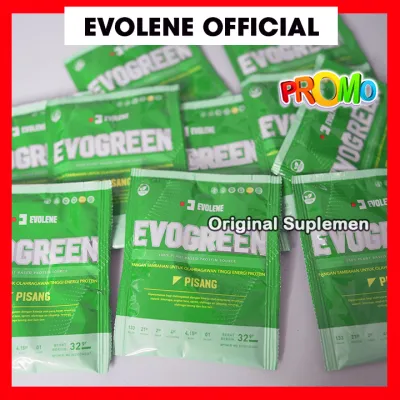 EVOGREEN EVOLENE Evo Green Vegan Whey Protein Plant Banana Pisang 1 sachet 1 sachet BPOM Halal