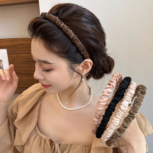 Elegant Womens Folded Hairband Fresh out Original Design High Forehead Thin Edge Face Washing Headwear Fashionable Hair Accessories