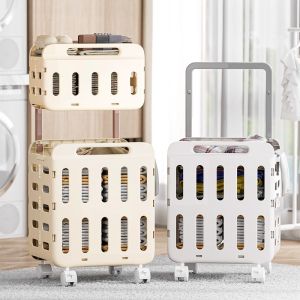 Foldable Large Capacity Laundry Hamper for Bathroom Home Use High Aesthetic Value Pull Rod Style Dirty Clothes Storage Basket