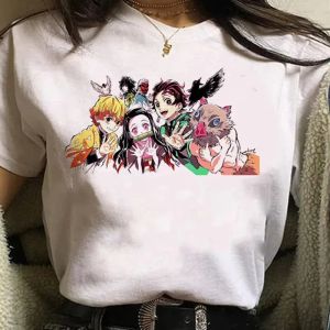 Bandai | Kimetsu No Yaiba Kamado Nezuko Graphic Print T-shirt Women Kids Harajuku Aesthetic White Tops Tshirt Japan Style Female T Shirt