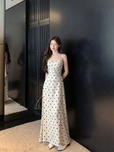 Dotted Satin Slim French Style Dress