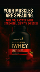 NATURES VIGOR Whey Protein – Strawberry Flavor | Muscle Building Recovery & Fitness Support