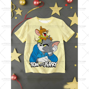 Hot Toys | TOM&JERRY Cartoon Pattern Printed Cotton Imitation Cute Childrens Casual Top Fashion Sports T-shirt Summer Adult T-shirt