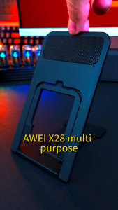 Awei X28 Foldable Handphone Holder Multi-Angle Adjustment Desktop Tablet Cellphone Stand Non-slip Silicone Metal Mobile Phone Holder For Ipad iPhone15 Samsung Huawei Xiaomi