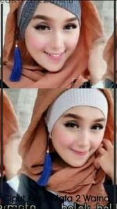CIPUT HIJAB CEPOL BANDANA RAJUT KERUT MATA 2 WARNA ISI 10 PCS