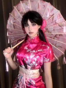 New Chinese Style Cheongsam Dress Halloween Christmas Cosplay Uniform Soft Girl Maid Skirt Short Cheongsam Daily Wear