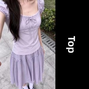Karrar betsey | Summer Short Girls Long Dress Set Purple