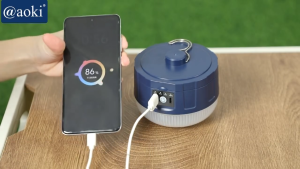 AOKI OmniGlow AK-238 – Lampu Emergency camping LED Gantung UFO Dual Baterai Cas Tipe-C Lampu Serbaguna Powerbank Output