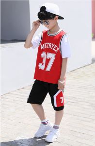 เซ็ตชุดนักบาสสำหรับเด็ก 2ชิ้นเสื้อแขนสั้นและกางเกง(มี2สี น้ำเงิน/แดง) รุ่น KK015