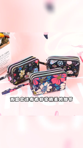 3 Layer zipper coin purse womens clutch bag simple canvas long coin wallet small handbag fabric small bag