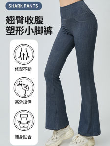 สูง เอว พรางหุ่น โยคะ กางเกงยีนส์ ผู้หญิง พลัสไซส์ ยืดได้ ฟิตเนส กางเกง ไนลอนบางยาว โพลีเอสเตอร์ เบลนด์ ฤดูใบไม้ร่วง ต้นเช้า